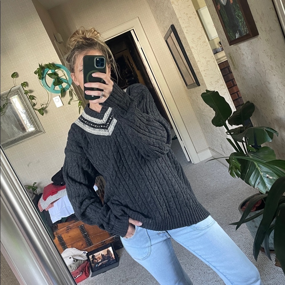 Gap Lambswool Fair Isle Pop Over Sweater